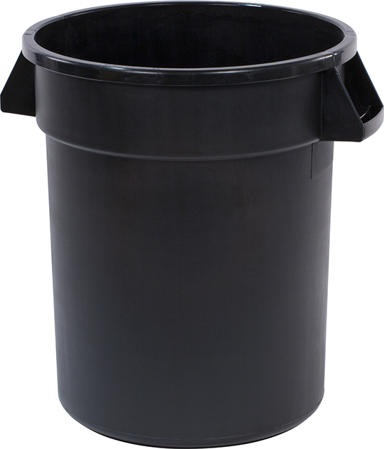 84102003 Carlisle Bronco™ Black Round Waste Bin with Handles 75L Capacity. Bottom Dia 413mm x 585mm Top Dia 508mm