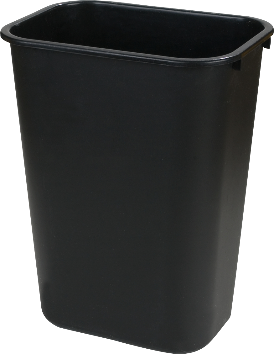 34294103 Carlisle Black Office Rectangle Wastebasket 39L Capacity with bag hook for liner 387mm x 286mm x 495mm