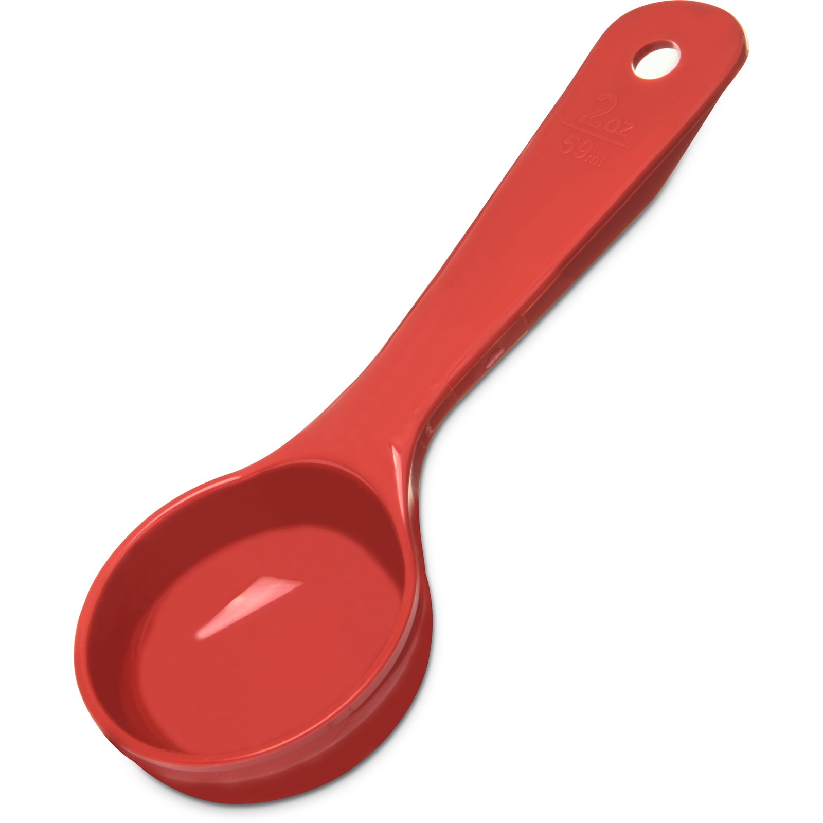 492405 Carlisle Measure Miser Red Measuring solid spoon with short handle 60mL Capacity