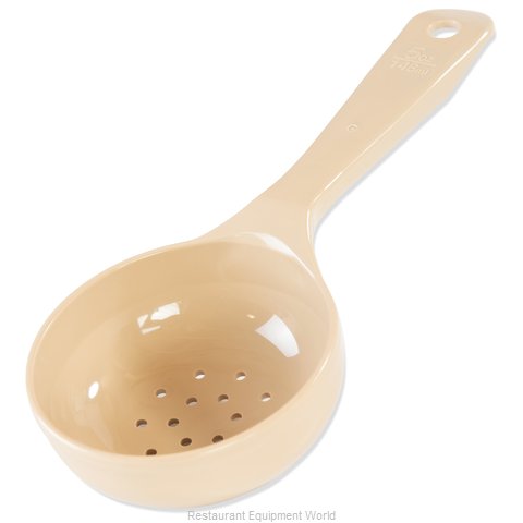 496606 Carlisle Measure Miser Beige Measuring Perforated spoon with short handle 150mL Capacity