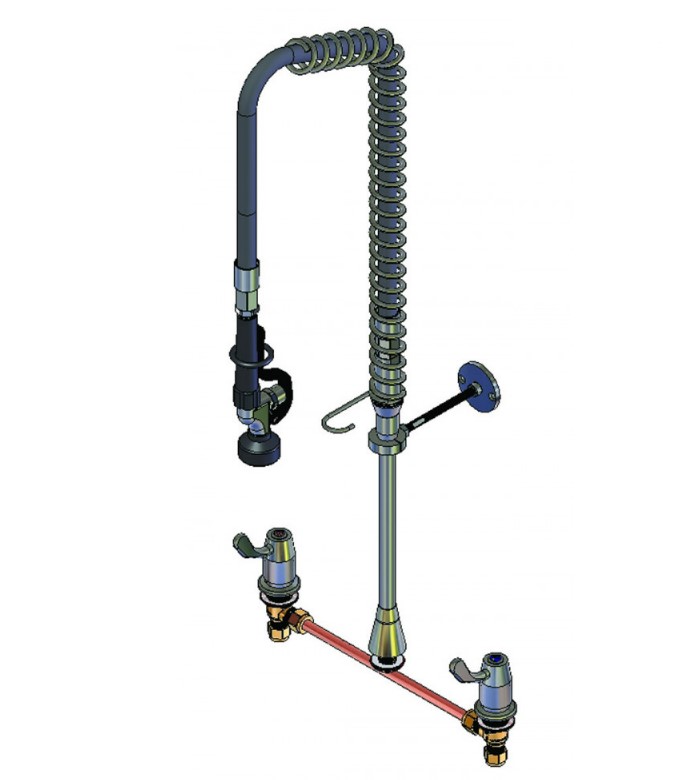 YHS021 Yellow Tapware Premium Deck Mount Pre Rinse Assembly with Y729 Gun LIMITED STOCK - SEE JETSTREAM ALTERNATIVES