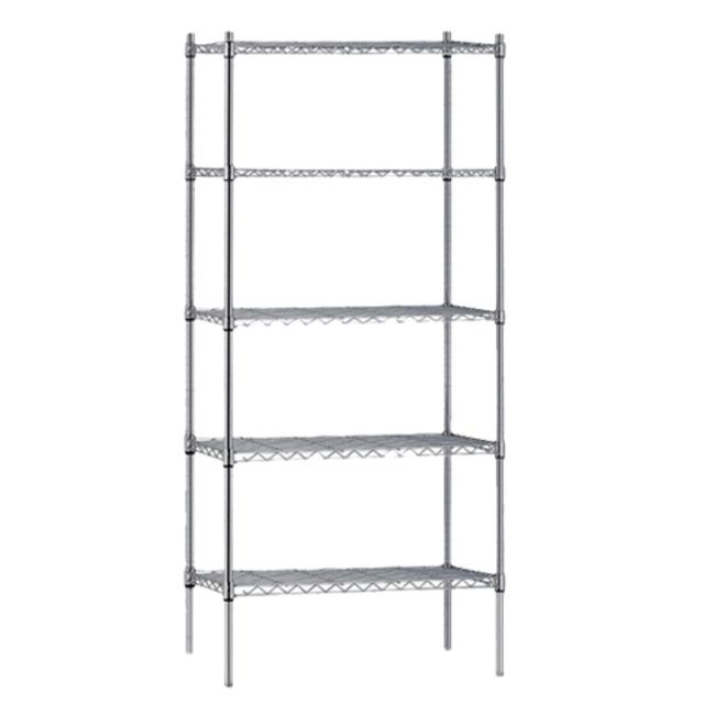 5 SHELF WIRE SHELVING KITS (includes 5 wire shelves, four 1830mm posts & all hardware) - 610 DEEP