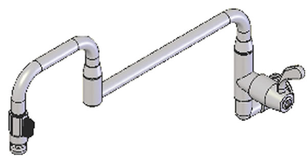 Y2047 Yellow Tapware Wall Mount Pot & Kettle Filling Faucet - double jointed with spout on-off control 457mm swing arm