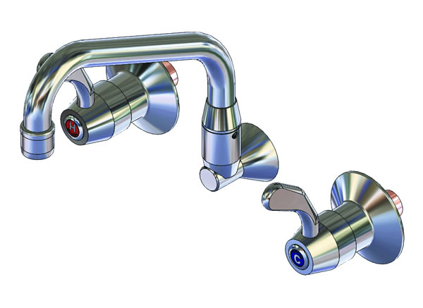 YX315 Yellow Tapware Wall Mount Sink Set with 180mm Swing Aerated Spout & 1/4 turn levers LIMITED STOCK - SEE JETSTREAM ALTERNATIVES
